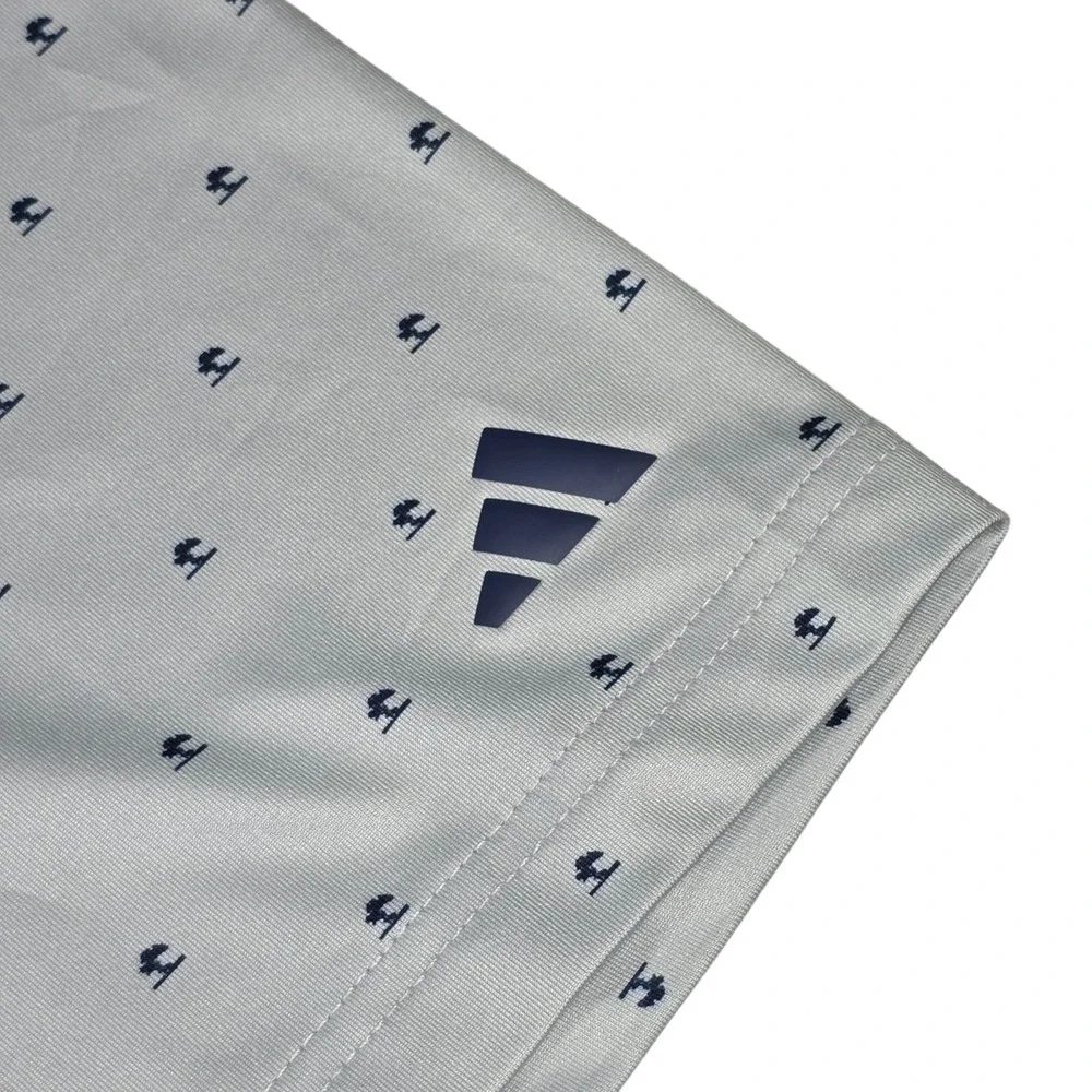 Adidas Palmetto Print AOP Silver Navy UPF50 Performance Golf Polo- Men's Size XL